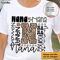 Personalized Gift For Grandma Typography Leopard Sleeve Printed T-shirt 32293 thumb 1