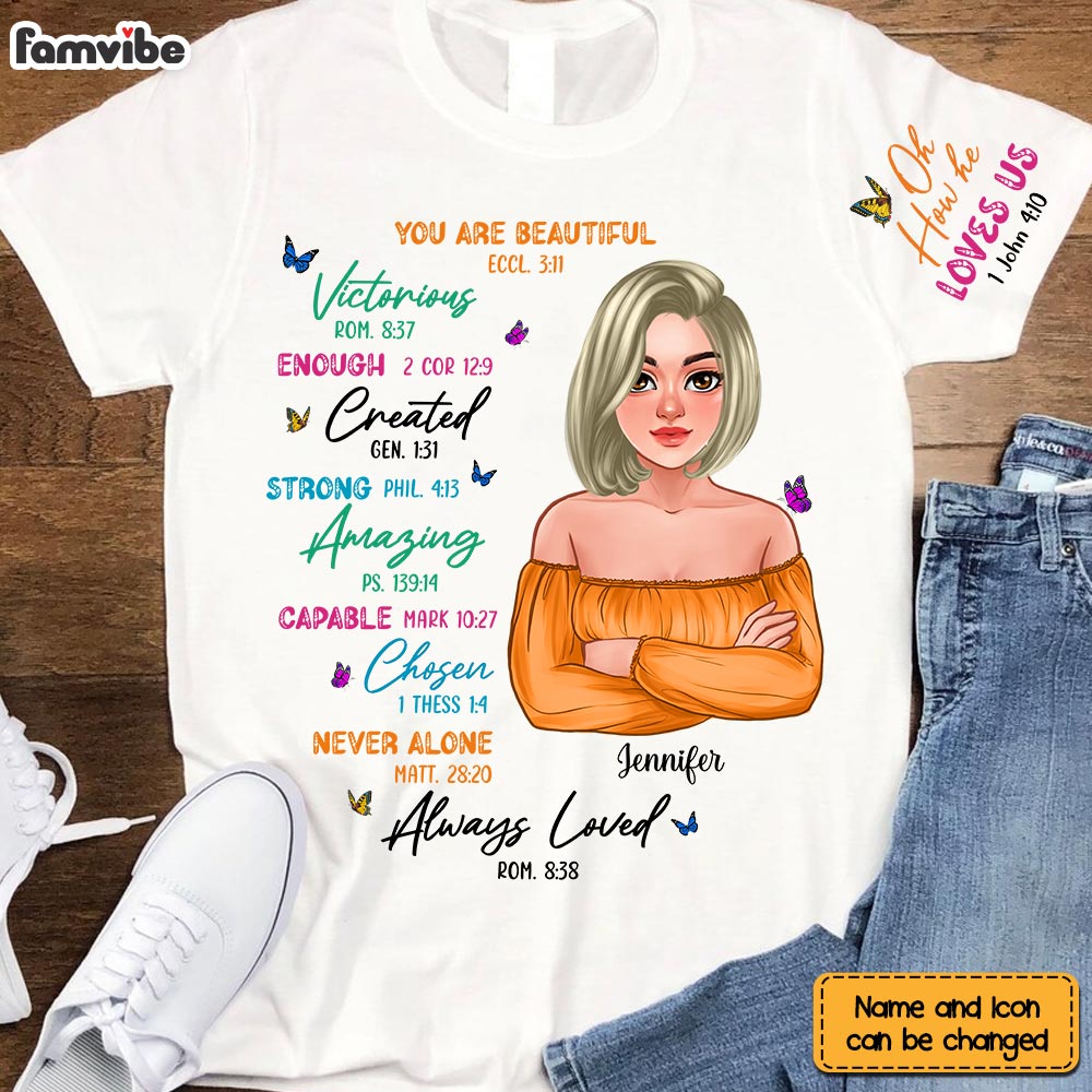 Personalized Gift For Daughter Affirmation You Are Beautiful Sleeve Printed T-shirt 32314 Primary Mockup