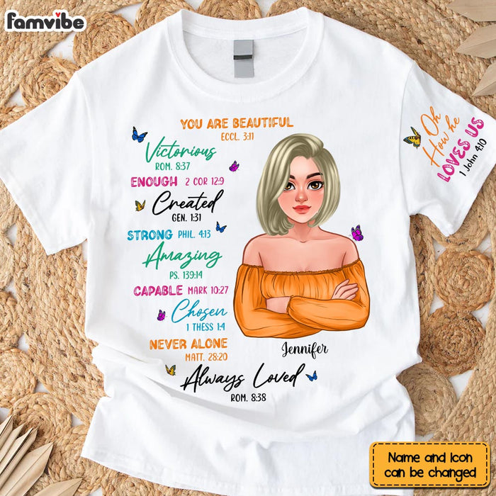 Personalized Gift For Daughter Affirmation You Are Beautiful Sleeve Printed T-shirt 32314 1