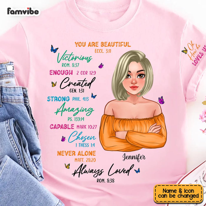 Personalized Gift For Daughter Affirmation You Are Beautiful Sleeve Printed T-shirt 32314 1