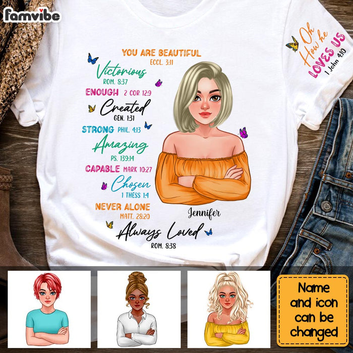 Personalized Gift For Daughter Affirmation You Are Beautiful Sleeve Printed T-shirt 32314 1