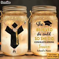 Personalized Graduation Gift Girl She Did It Mason Jar Light 32318 thumb 1