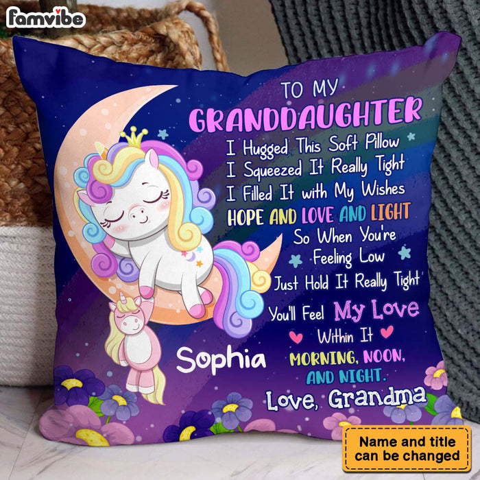 Personalized Gift For Granddaughter Unicorn Hug This Pillow 32328 1