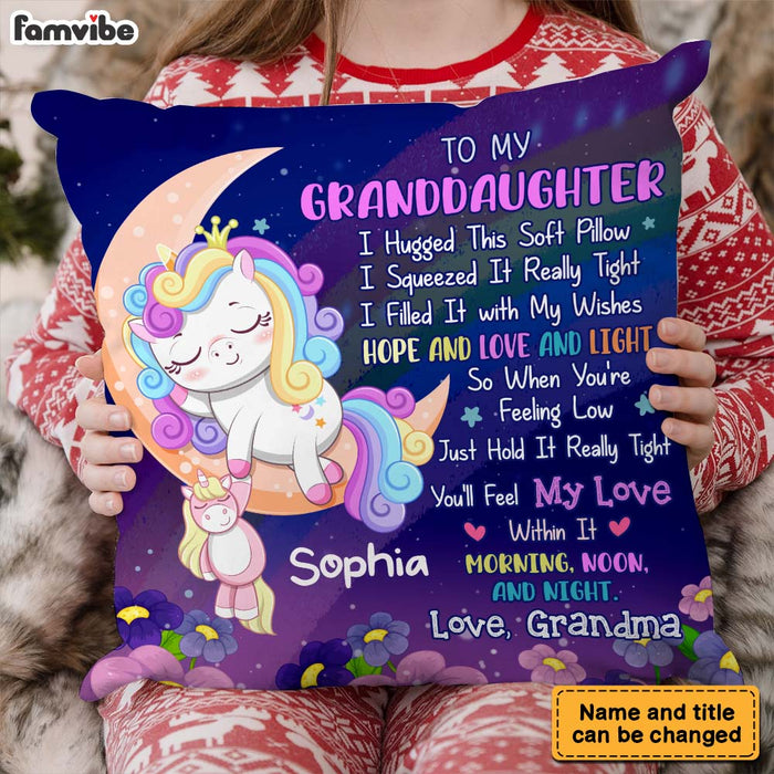Personalized Gift For Granddaughter Unicorn Hug This Pillow 32328 1