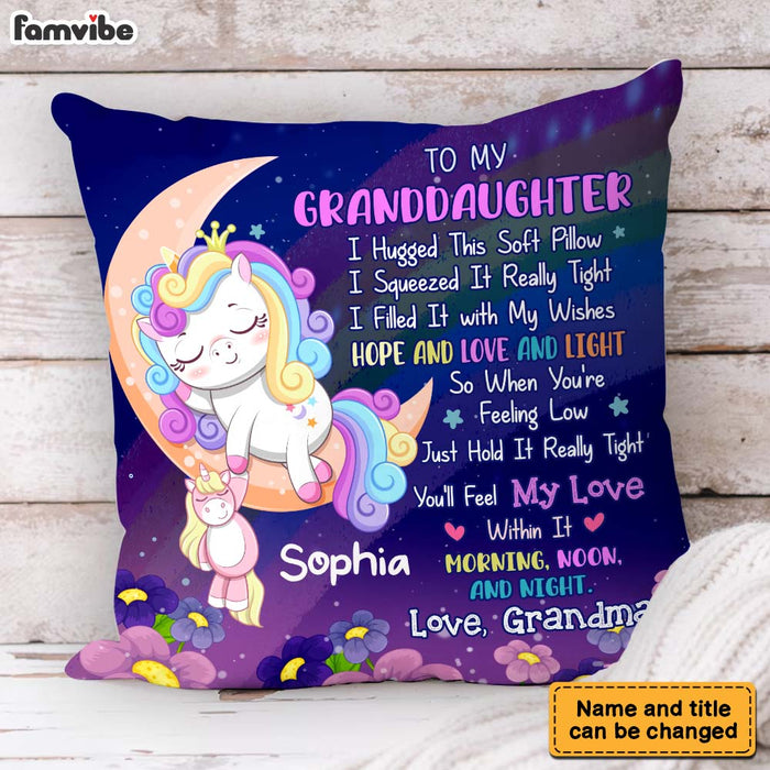 Personalized Gift For Granddaughter Unicorn Hug This Pillow 32328 1