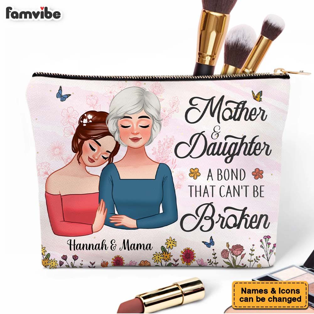 Personalized Gift For Mom Daughter A Bond That Can't Be Broken Cosmetic Bag 32331 Primary Mockup