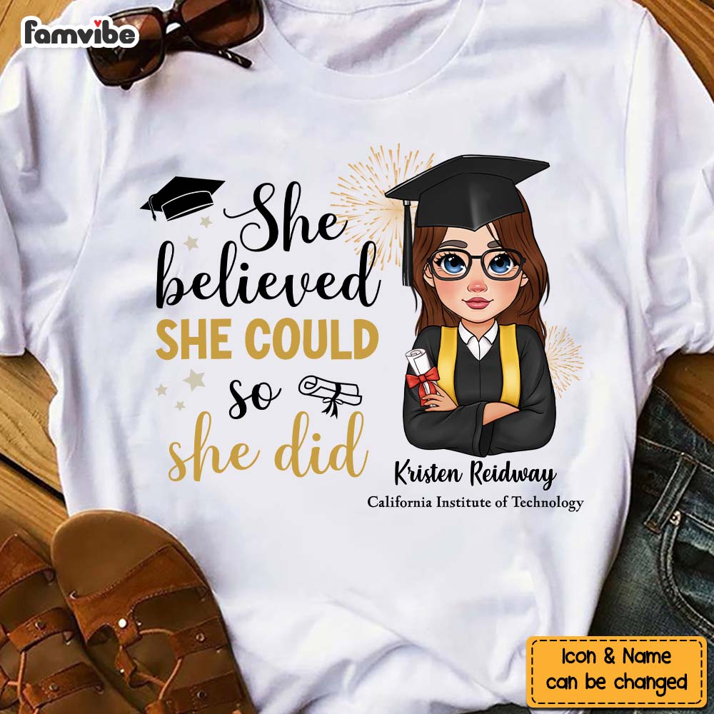 Personalized Graduation She Believed So She Did Shirt Hoodie Sweatshirt 32335 Primary Mockup