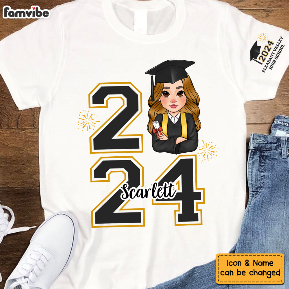 Personalized Graduation Senior Sleeve Printed T-shirt 32339 Primary Mockup
