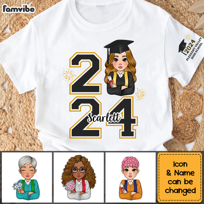 Personalized Graduation Senior Sleeve Printed T-shirt 32339 1