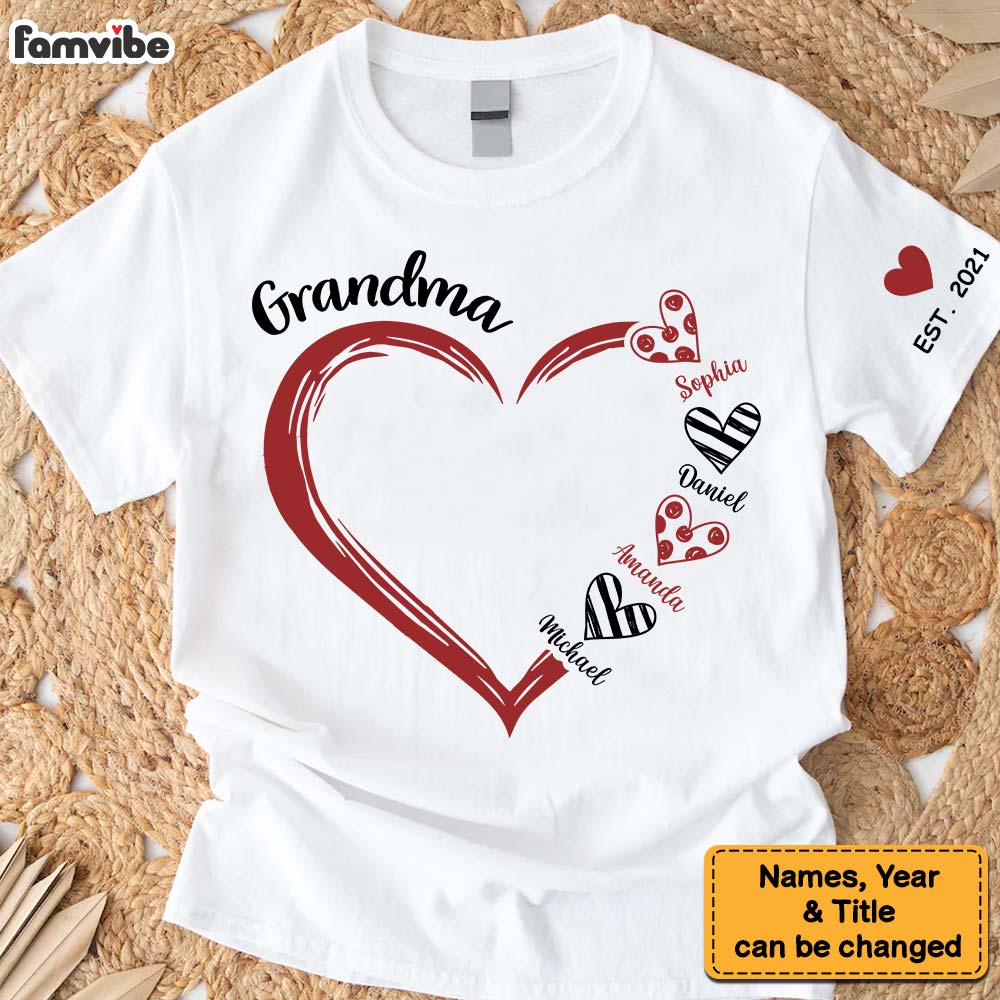 Personalized Gift For Grandma Love Sleeve Printed T-shirt 32347 Primary Mockup