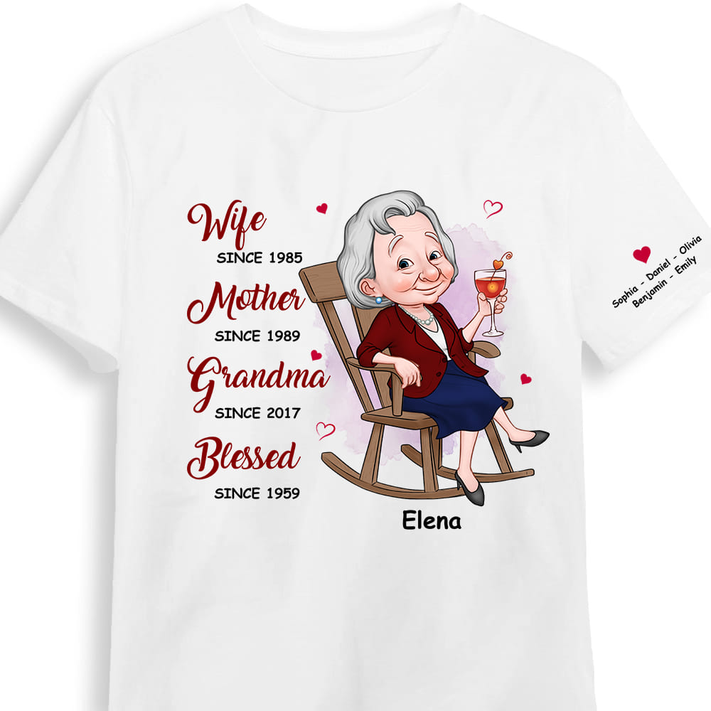 Personalized Gift For Grandma Name Sleeve Printed T-shirt 32348 Primary Mockup