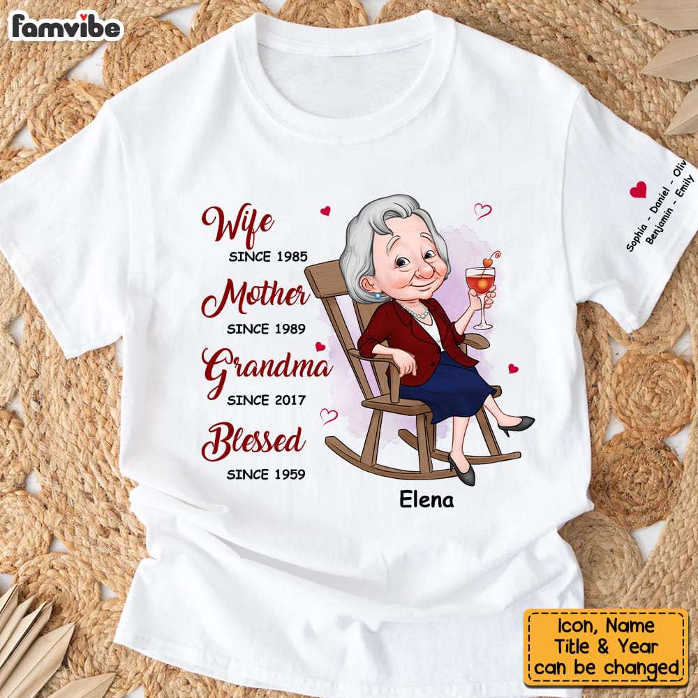 Personalized Gift For Grandma Name Sleeve Printed T-shirt 32348 Primary Mockup