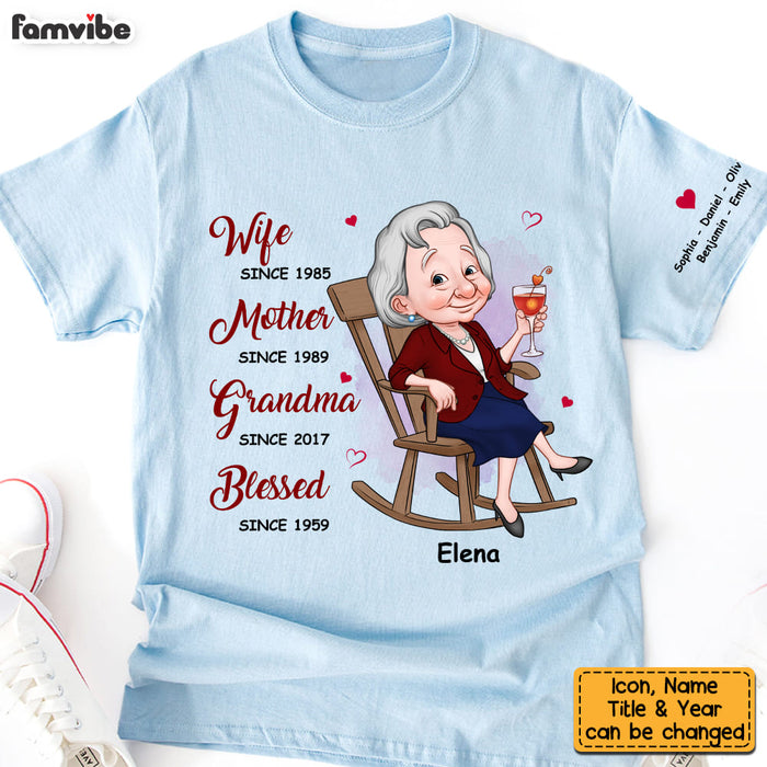 Personalized Gift For Grandma Name Sleeve Printed T-shirt 32348 1