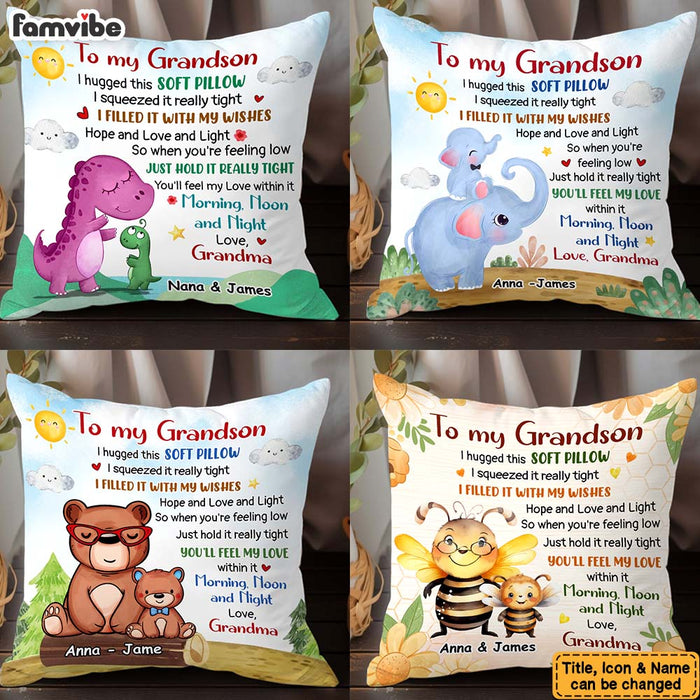 Personalized Gift For Grandson I Hugged This Soft Pillow 32355 1