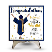 Personalized Graduation Gift She Believed She Could 2 Layered Separate Wooden Plaque 32357 thumb 1