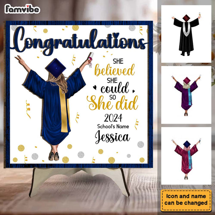 Personalized Graduation Gift She Believed She Could 2 Layered Separate Wooden Plaque 32357 1