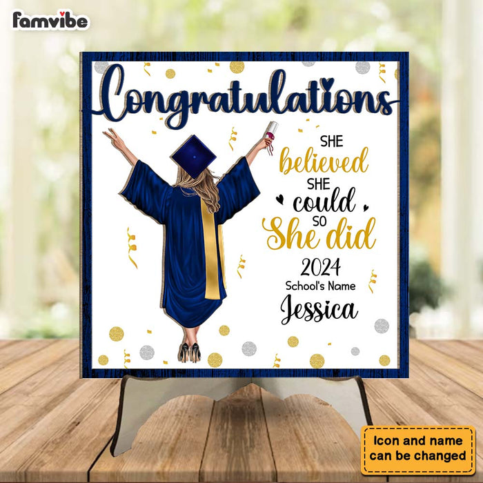 Personalized Graduation Gift She Believed She Could 2 Layered Separate Wooden Plaque 32357 1