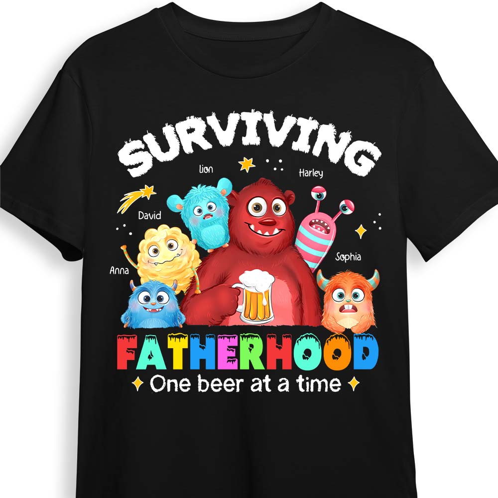 Personalized Gift For Dad Monster Surviving Fatherhood Shirt Hoodie Sweatshirt 32366 Primary Mockup