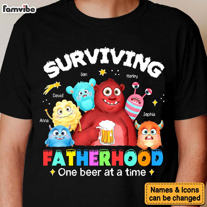 Personalized Gift For Dad Monster Surviving Fatherhood Shirt - Hoodie - Sweatshirt 32366 1