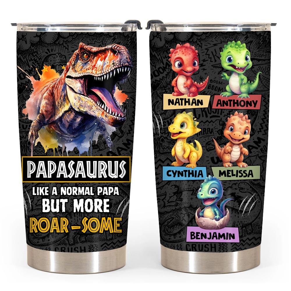 Personalized Gift For Daddysaurus Roar-some Steel Tumbler 32371 Primary Mockup