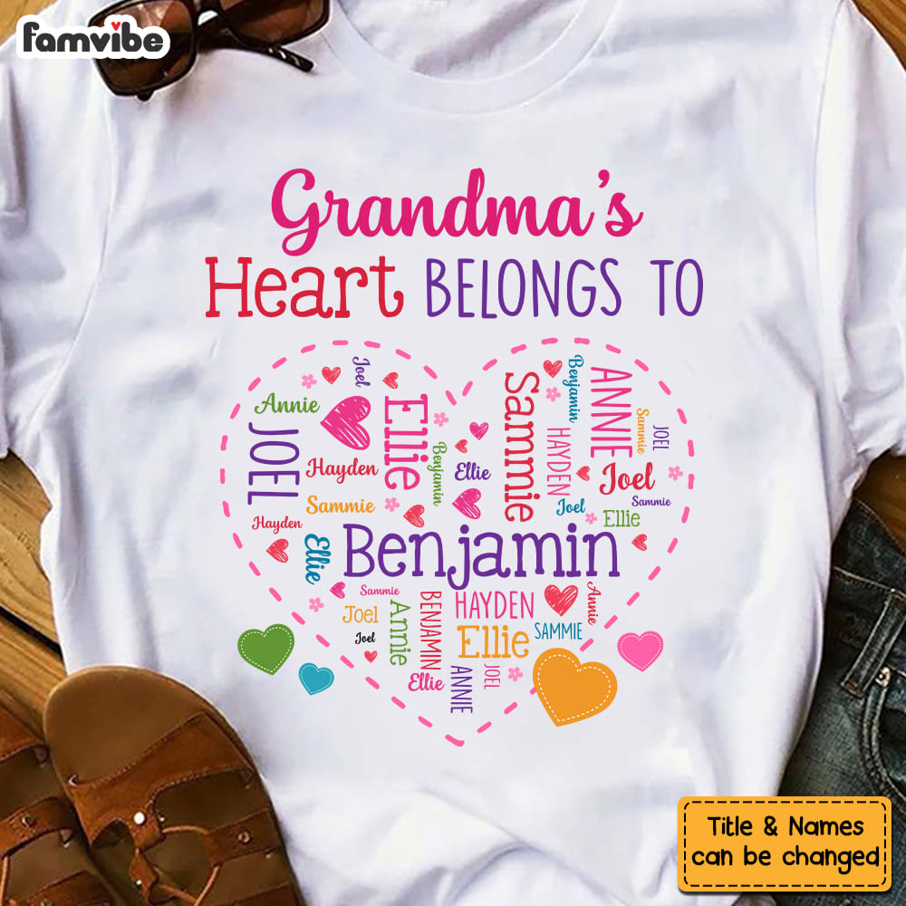 Personalized Gift For Grandma's Heart Belongs To Shirt Hoodie Sweatshirt 32377 Primary Mockup