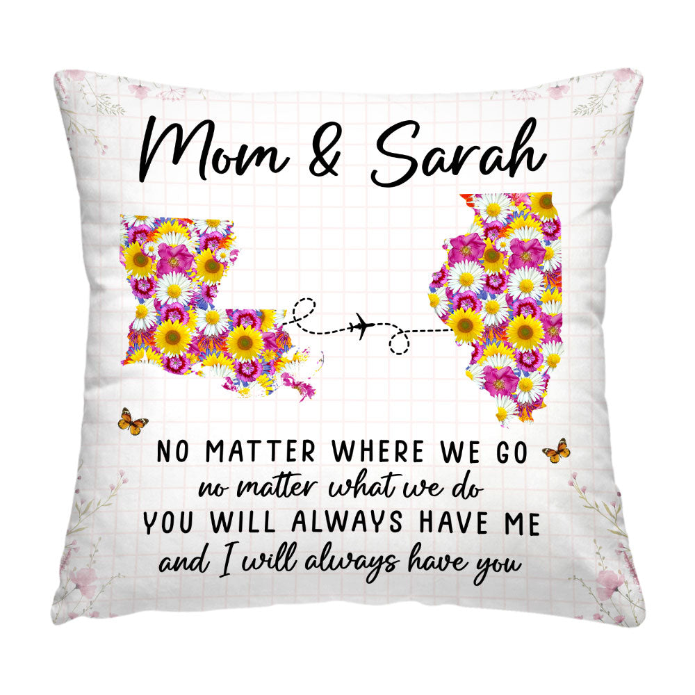 Personalized Gift For Mom Daughter Long Distance Floral Pillow 32378 Primary Mockup