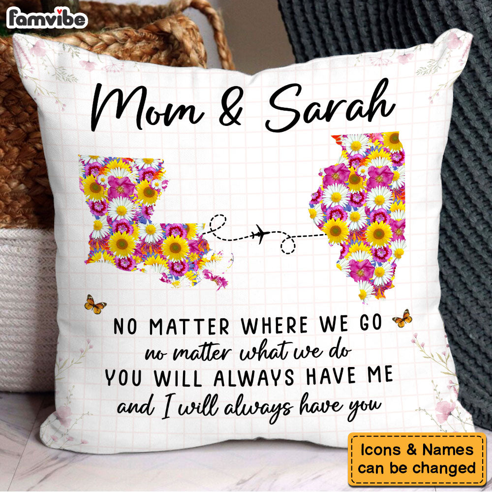 Personalized Gift For Mom Daughter Long Distance Floral Pillow 32378 Primary Mockup