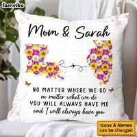 Personalized Gift For Mom Daughter Long Distance Floral Pillow 32378 thumb 1