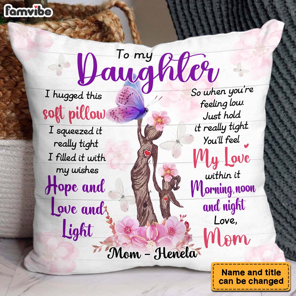 Personalized Gift For Daughter Butterfly Flower Tree Pillow 32383 Primary Mockup