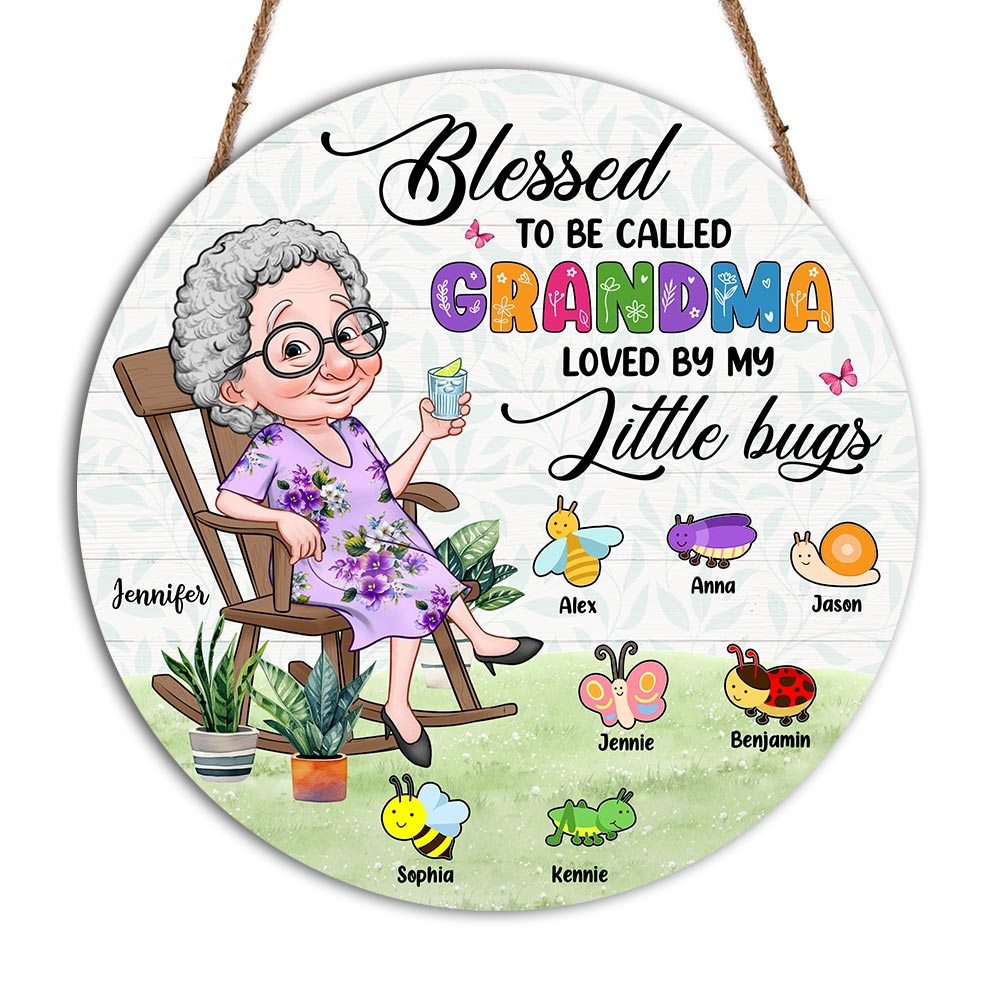 Personalized Gift For Grandma's Garden Round Wood Sign 32391 Primary Mockup