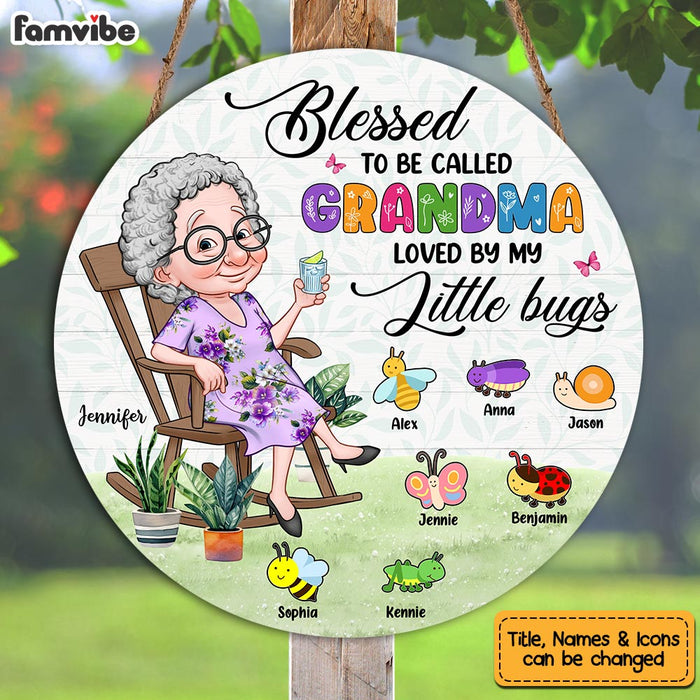 Personalized Gift For Grandma's Garden Round Wood Sign 32391 1