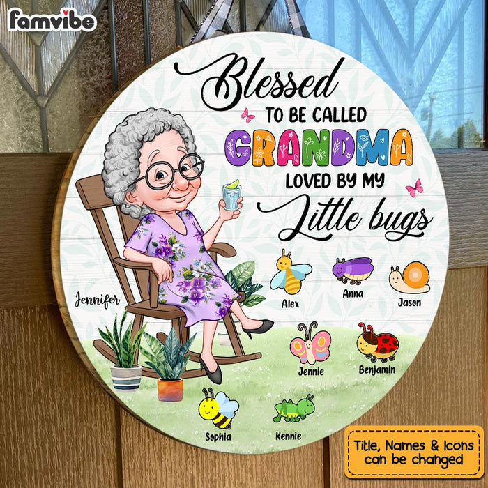 Personalized Gift For Grandma's Garden Round Wood Sign 32391 1