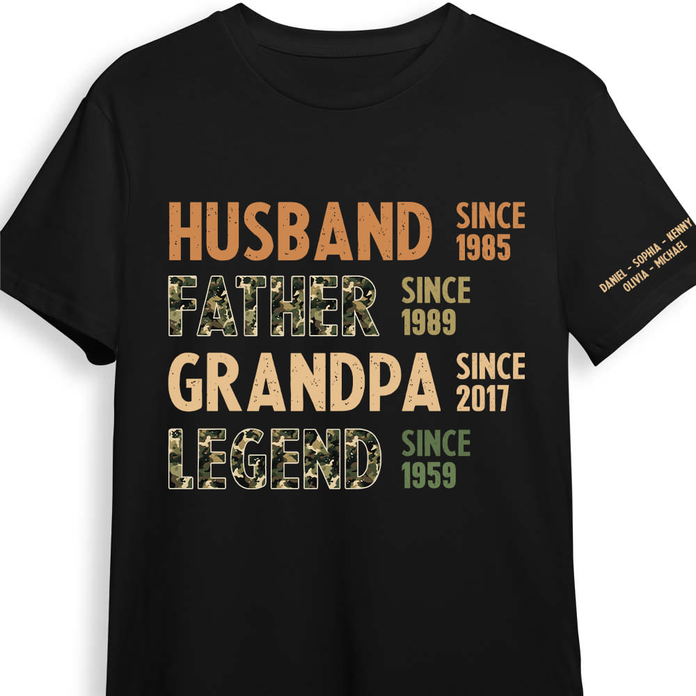 Personalized Gift For Grandpa Husband Legend Sleeve Printed T-shirt 32401 Primary Mockup