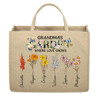 Personalized Gift For Grandma's Garden Linen Jute Shopping Bag 32404 thumb 1