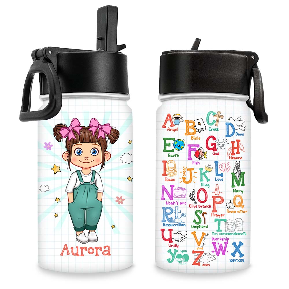 Personalized Gift For Grandkids God Alphabet Kids Water Bottle 32413 Primary Mockup