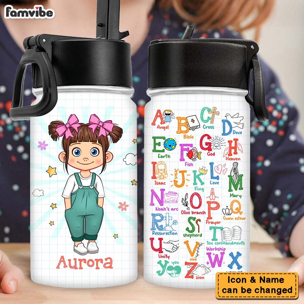 Personalized Gift For Grandkids God Alphabet Kids Water Bottle 32413 Primary Mockup