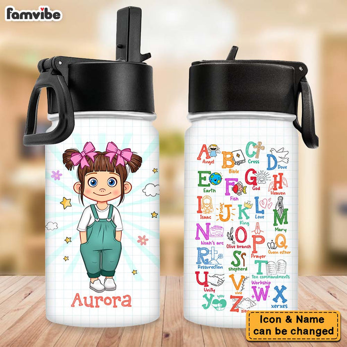 Personalized Gift For Grandkids God Alphabet Kids Water Bottle 32413 1