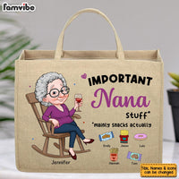 Personalized Gift For Grandma Important Stuff Linen Jute Shopping Bag 32422 thumb 1