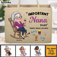 Personalized Gift For Grandma Important Stuff Linen Jute Shopping Bag 32422 thumb 1