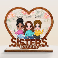 Personalized Friendship Sisters Forever Heart-Shaped Wood Plaque 22773 thumb 1