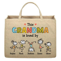 Personalized Gift This Grandma Is Loved By Linen Jute Shopping Bag 32425 thumb 1