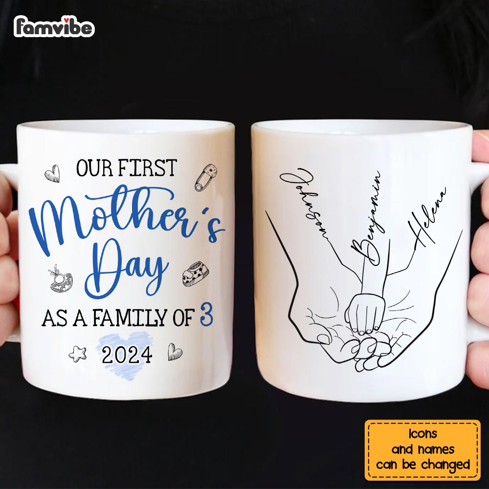 Personalized Gift For Family First Mother's Day Hand Line Art Mug 32427 Primary Mockup