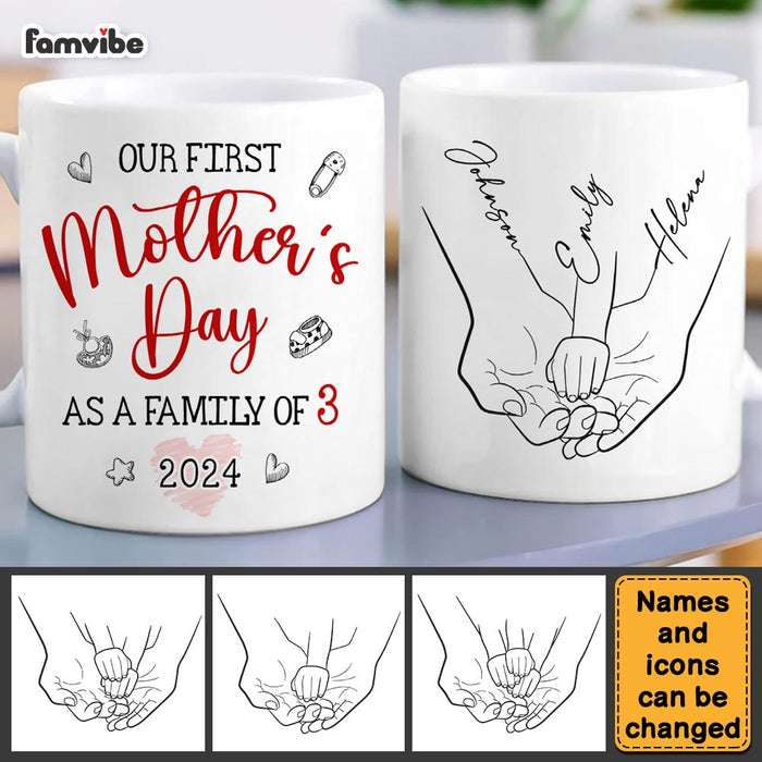 Personalized Gift For Family First Mother's Day Hand Line Art Mug 3242 -  Famvibe