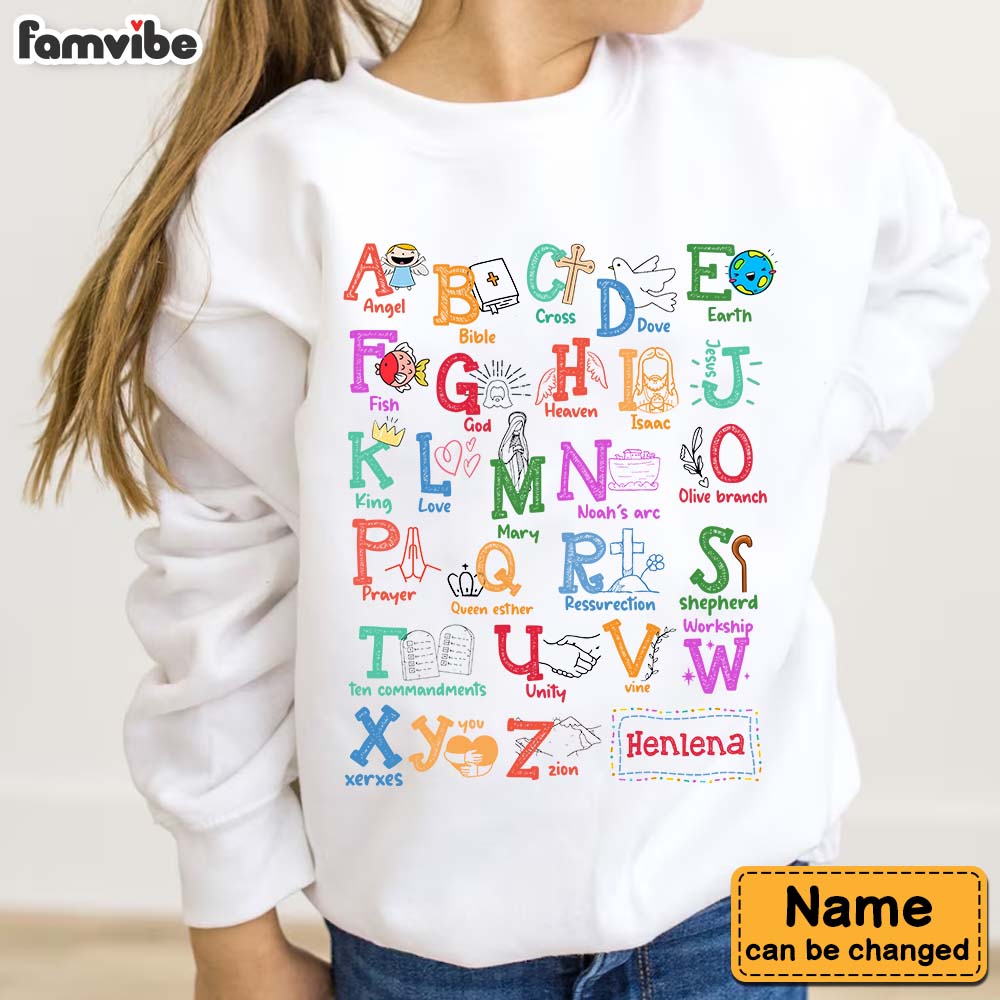 Personalized Gift For Grandkids God Alphabet Kid T Shirt - Kid Hoodie - Kid Sweatshirt 32431 Mockup Black