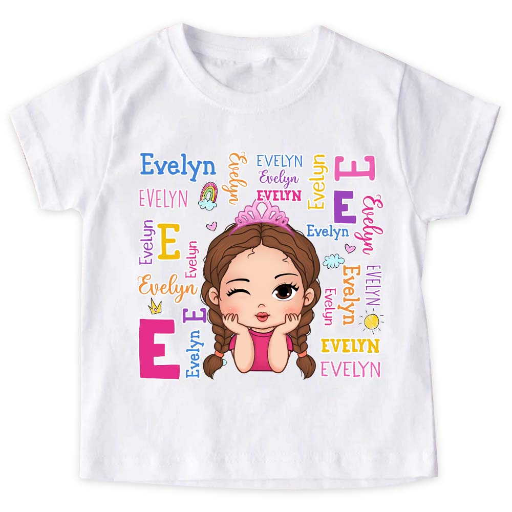 Personalized Gift For Granddaughter  Repeating Name Kid T Shirt - Kid Hoodie - Kid Sweatshirt 32432 Mockup 2