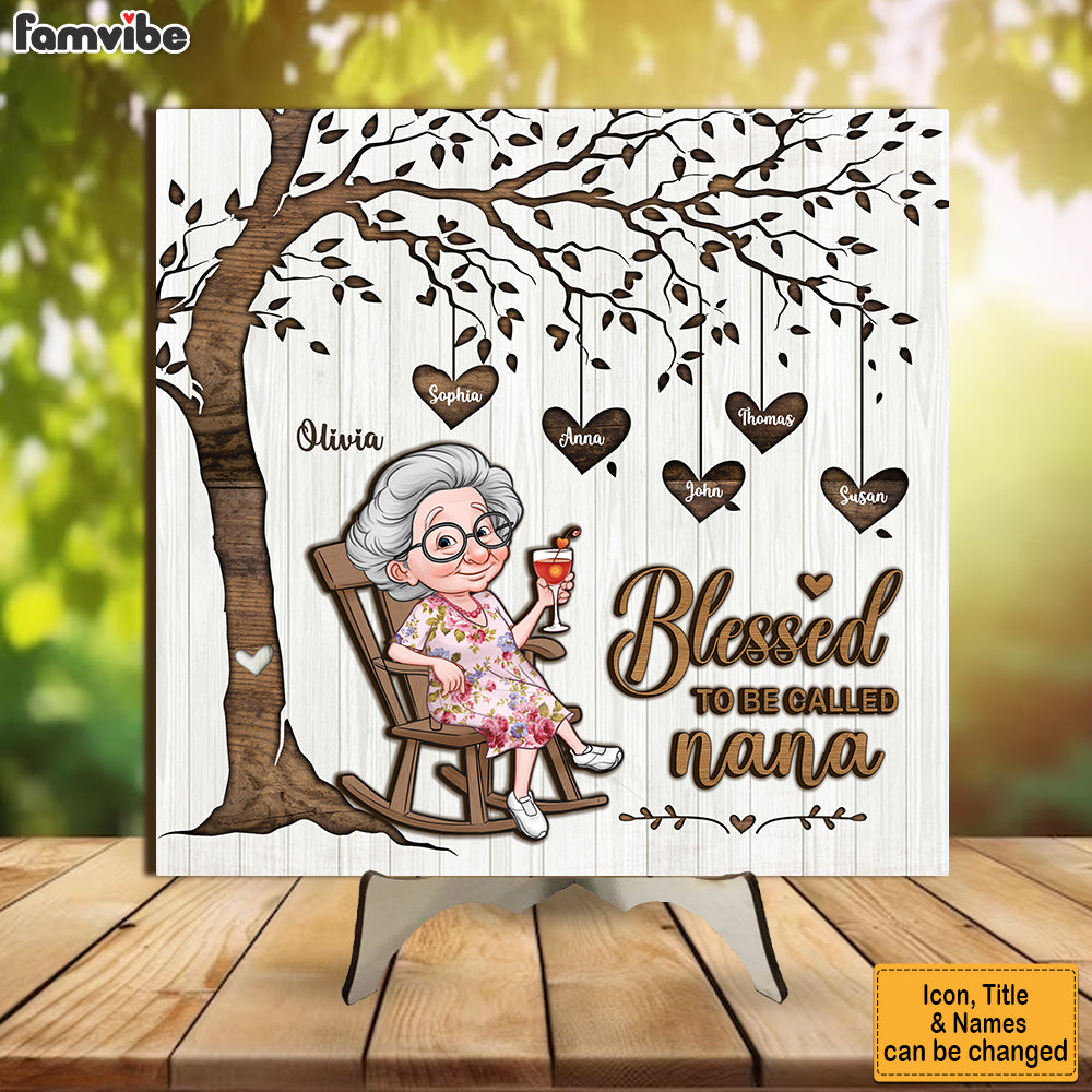 Personalized Gift For Grandma Blessed To Be Called 2 Layered Separate Wooden Plaque 32439 Primary Mockup