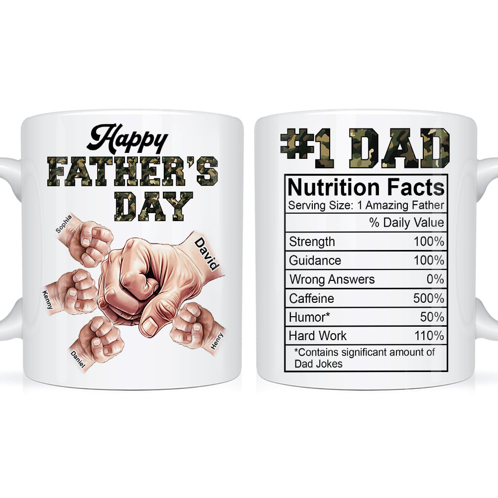 Personalized Gift For Dad Nutrition Facts Hand Bump Mug 32443 Primary Mockup