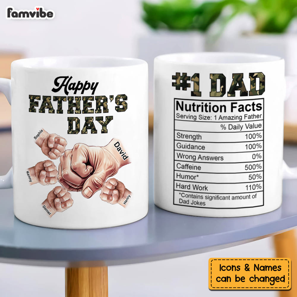 Personalized Gift For Dad Nutrition Facts Hand Bump Mug 32443 Primary Mockup