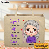 Personalized Mother's Day Gift Legend Wife Mom Nana Linen Jute Shopping Bag 32449 thumb 1