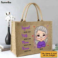 Personalized Mother's Day Gift Legend Wife Mom Nana Linen Jute Shopping Bag 32449 thumb 1